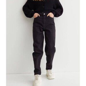 H&M‎ Divided Black Loose Mom Fit Jeans High Waist Ankle Length US 20